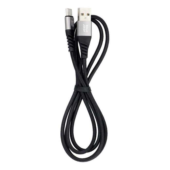 Kabel USB A do USB C Blue Star 3A 20W PD QC4.0 z oplotem 1,2 m TFK-DC-003 czarny 