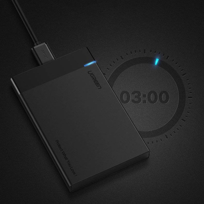 Ugreen kieszeń na dysk HDD SSD obudowa dysku SATA 2,5'' USB 3.2 Gen 1 (5 Gbps) USB Typ C + kabel 0,5 m czarny (US221 50743)