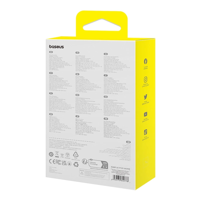 Powerbank Baseus Magnetic Mini MagSafe 10000mAh 30W z wbudowanym kablem USB-C 0.3m Biały