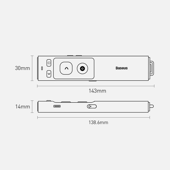 Baseus Orange Dot wskaźnik laserowy pilot do prezentacji PC z wbudowanym akumulatorem szary (WKCD000013)