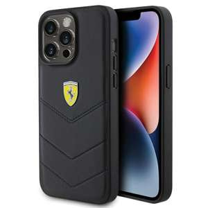 Etui Ferrari FEHCP15XRDUK iPhone 15 Pro Max 6.7" czarny/black hardcase Quilted Metal Logo Case