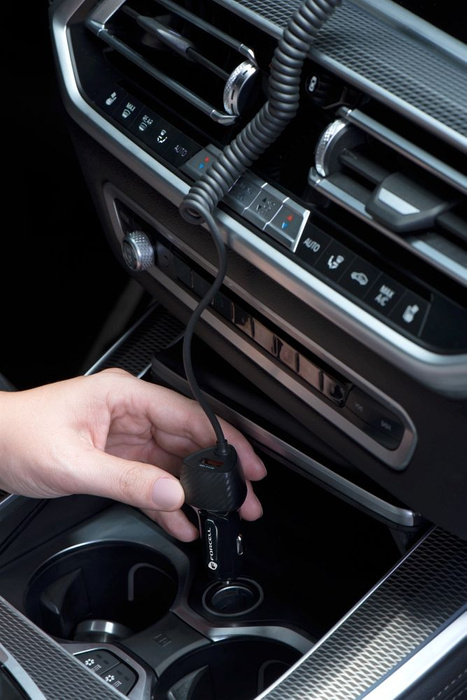 FORCELL F-ENERGY Carbon CC50-1AC ładowarka samochodowa USB A z kablem Typ C PD QC3.0 3A 38W czarna