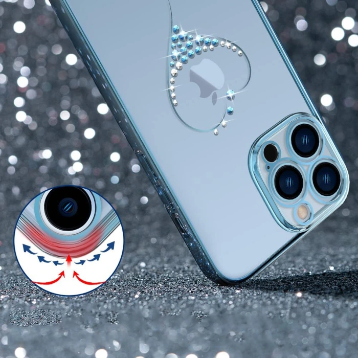 Kingxbar Wish Series etui ozdobione oryginalnymi Kryształami Swarovskiego iPhone 13 niebieski