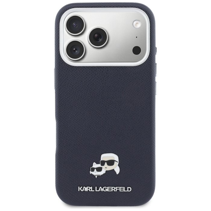 Etui Karl Lagerfeld Karl & Choupette     Head Pins Saffiano MagSafe do iPhone 17 Pro Max niebieski