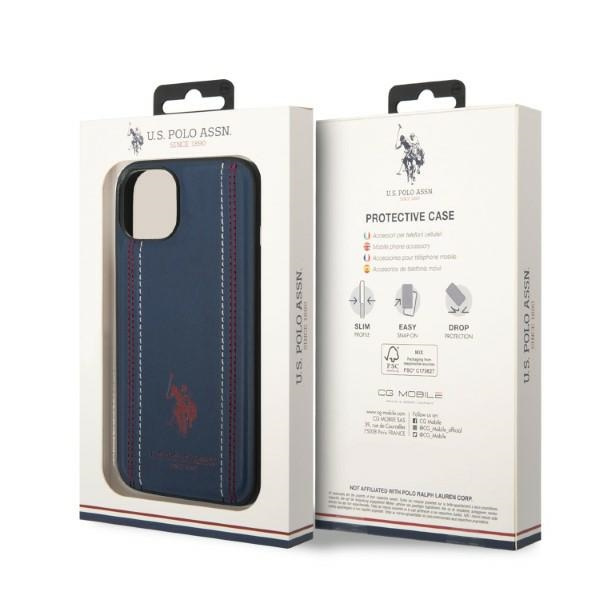 Etui US Polo USHCP14MPFAV iPhone 14 Plus 6,7" granatowy/navy blue Leather Stitch