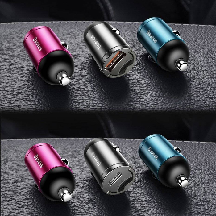 Baseus Tiny Star mini inteligentna ładowarka samochodowa USB 30W Quick Charge 3.0 szary (VCHX-A0G)