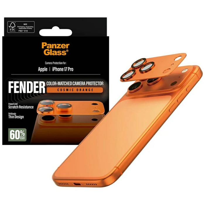 Szkło hartowane na obiektyw PanzerGlass  Fender Camera Protector do iPhone 17 Pro pomarańczowy