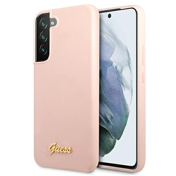 Etui GUESS Samsung Galaxy S22 Plus Silicone Script Metal Logo Różowy Hardcase