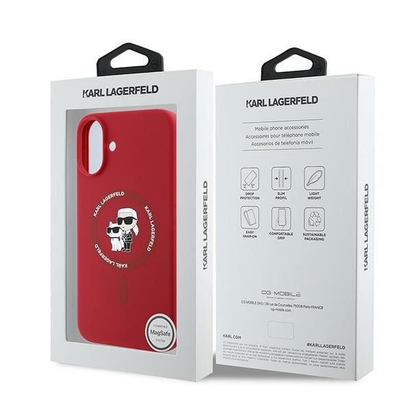 Etui Karl Lagerfeld iPhone 16 Plus czerwony/red HC MagSafe Silicone KC Heads Ring