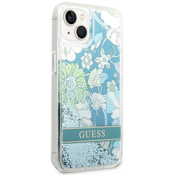 Etui GUESS Apple iPhone 14 Flower Liquid Glitter Zielony Hardcase