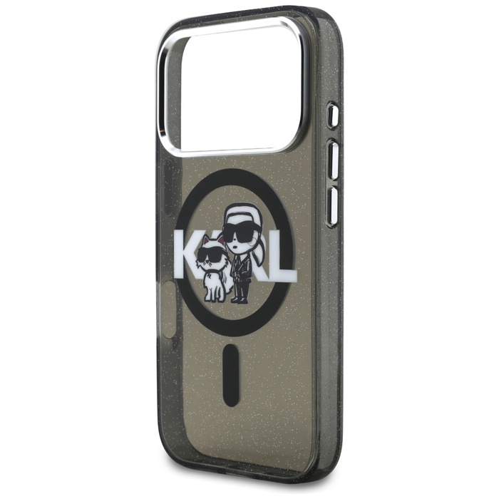 Etui Karl Lagerfeld IML Glitter Karl &   Choupette Sketch Logo MagSafe do iPhone 17 Pro czarny