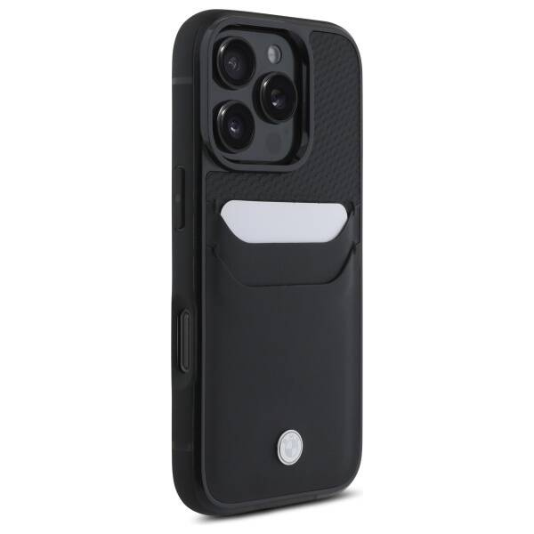 Etui BMW iPhone 16 Pro Max 6.9" czarny/black hardcase Sign Leather Cardslot