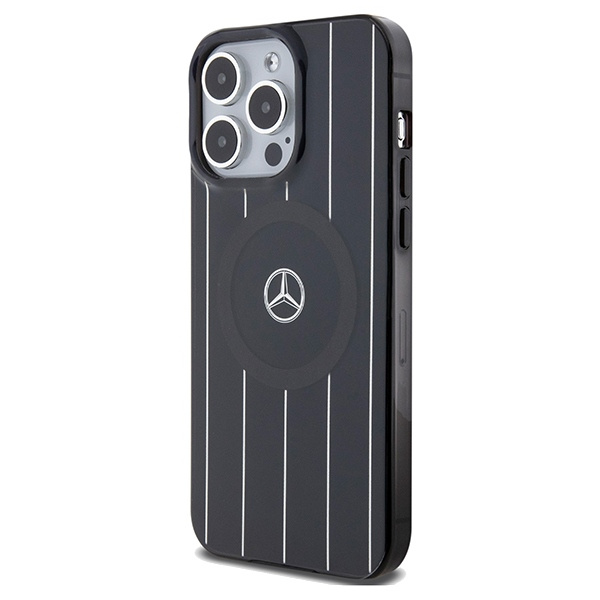Etui Mercedes MEHMP15L23HRSK iPhone 15 Pro 6.1" czarny/black hardcase Double Layer Crossed Lines MagSafe Case