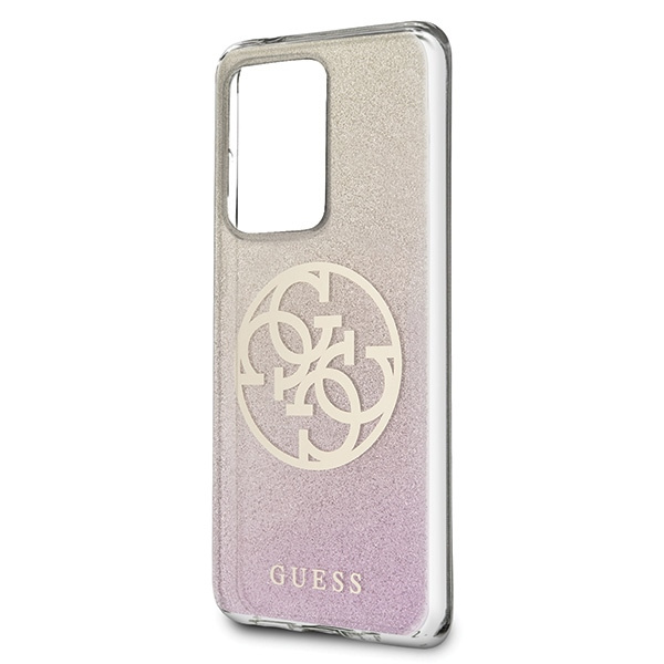 Etui GUESS Samsung Galaxy S20 Ultra Glitter Gradient 4G Circle Różowy Złoty Hardcase