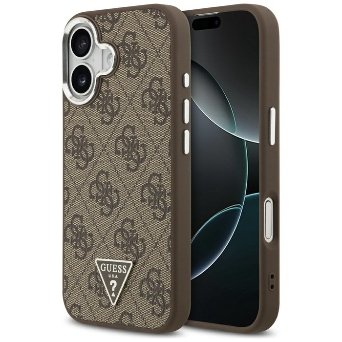 Etui Guess 4G Triangle Logo MagSafe do   iPhone 17 brązowy srebrny