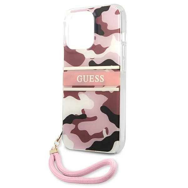 Etui GUESS Apple iPhone 13 13 Pro Camo Strap Collection Różowy Hardcase