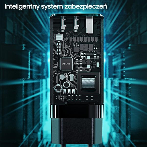 Ładowarka Sieciowa USAMS 2xUSB-C USB-A GaN 65W T33 PD Fast Charging CC110TC02 US-CC110 Biały