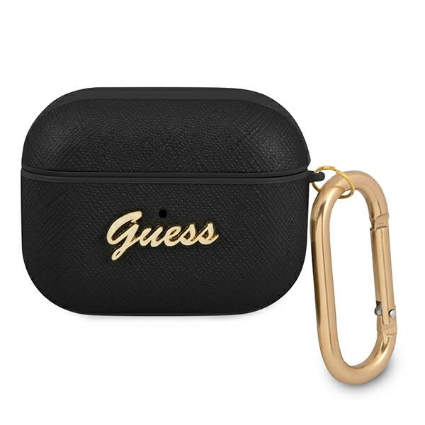 Etui GUESS Apple AirPods Pro Saffiano Script Metal Collection Czarny Case
