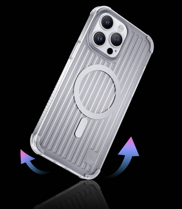 Etui Kingxbar PQY Go Out Series magnetyczne etui iPhone 14 Pro MagSafe srebrne Case