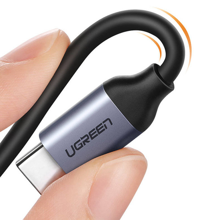 Ugreen adapter audio przejściówka USB Typ C (męski) - USB Typ C PD QC (żeński) + mini jack 3,5mm (żeński) szary (CM231)