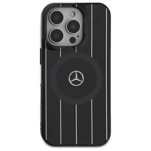 Etui Mercedes iPhone 16 6.1" czarny/black hardcase MB Double Layer Crossed Lines MagSafe