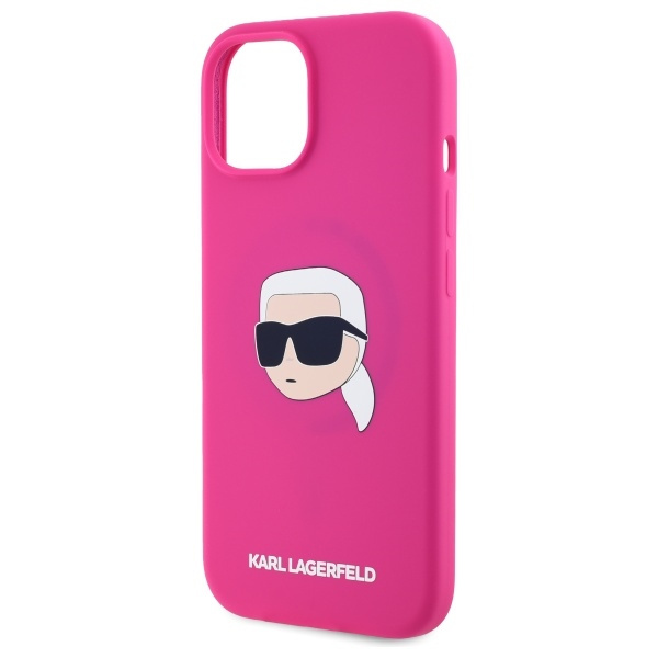 Karl Lagerfeld KLHMP15SSKHPPLF iPhone 15  6.1" fuksja/fuschia hardcase Silicone Karl Head Print MagSafe