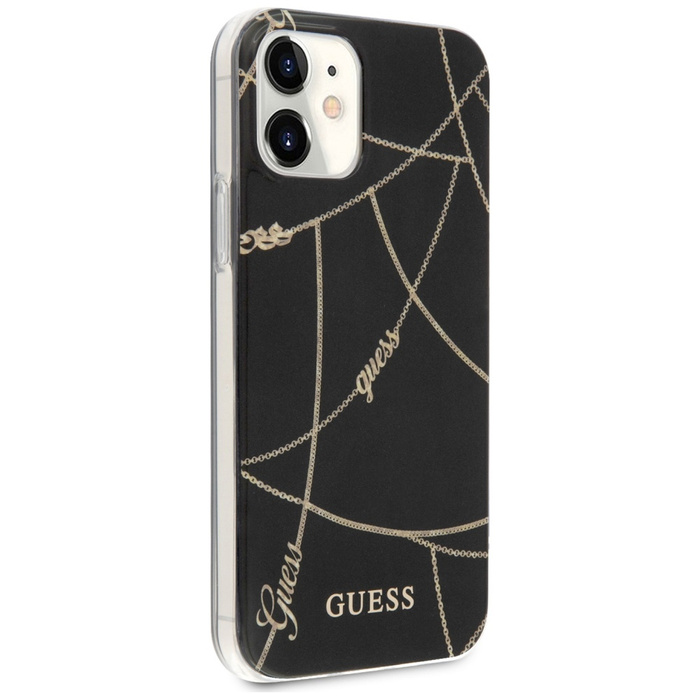 Etui GUESS Apple iPhone 12 Mini Gold Chain Collection Czarny Hardcase