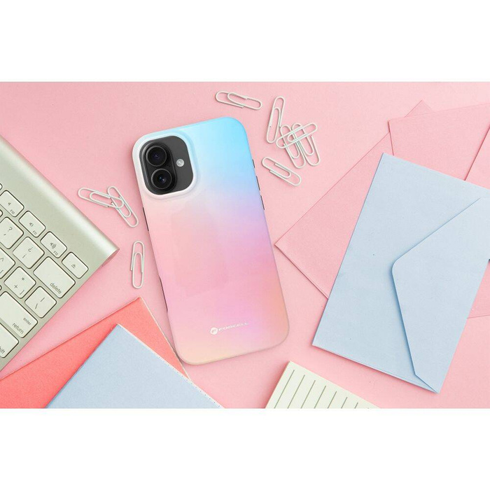 Etui na iPhone 16 Forcell F-Protect Mirage zgodny z MagSafe Military Drop-Test pinky blue