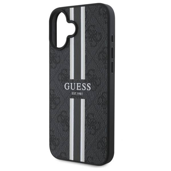 Etui Guess iPhone 16 6.1" czarny/black hardcase 4G Printed Stripes MagSafe