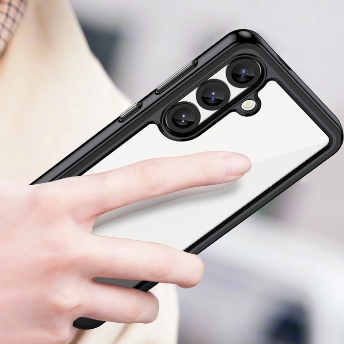 Etui Outer Space Case na Samsung Galaxy S25 Edge pokrowiec z elastyczną ramką - czarne