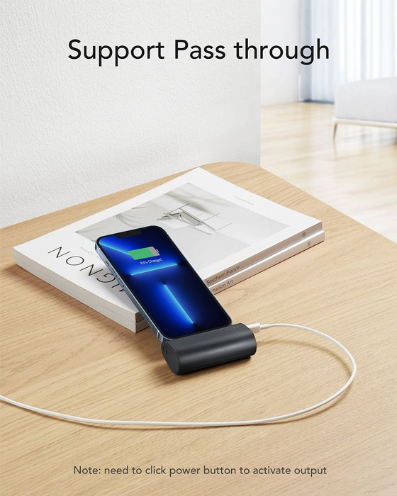 VEGER powerbank 5000 mAh z wbudowanym złączem Lightning PD QC3.0 3A 20W PlugOn (W0556P) czarny