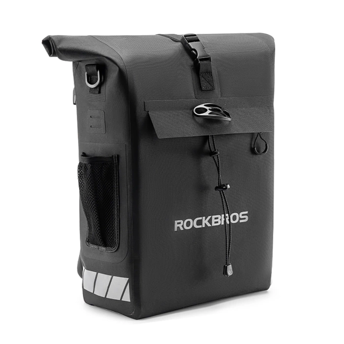 Sakwa rowerowa Rockbros z funkcją plecaka, wodoodporna, z zaczepem na kask 18l - czarna