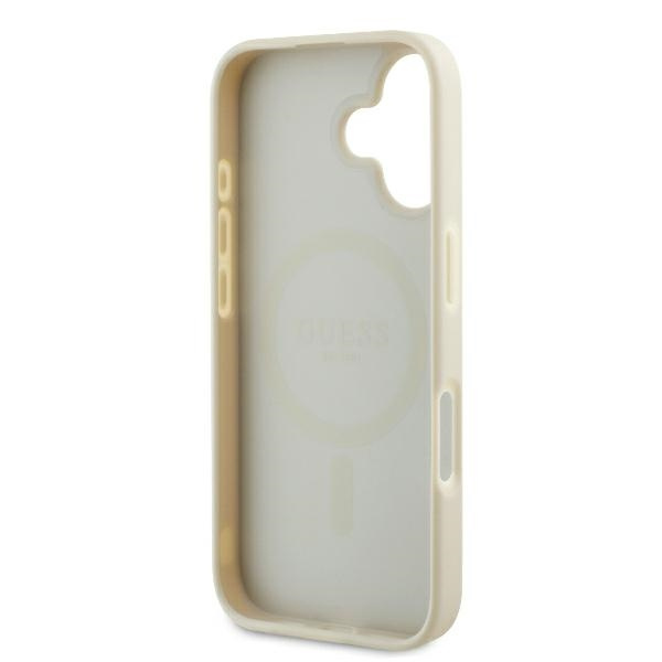 Etui Guess iPhone 16 6.1" beżowy/beige hardcase Grained Ring MagSafe