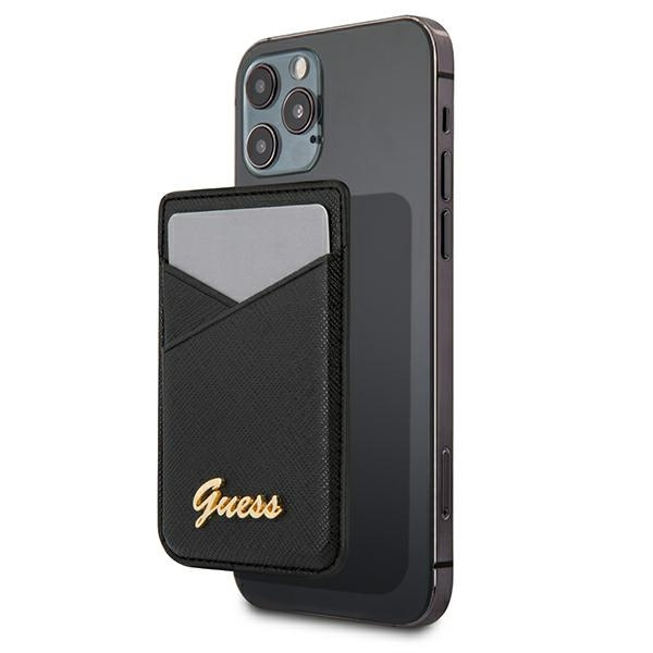 Etui Na Karty GUESS Wallet Card Slot MagSafe Saffiano Czarny Case