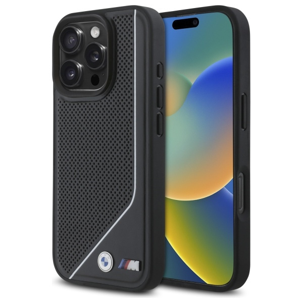 Etui BMW iPhone 16 Pro 6.3" czarny/black hardcase M Perforated Twisted Line MagSafe