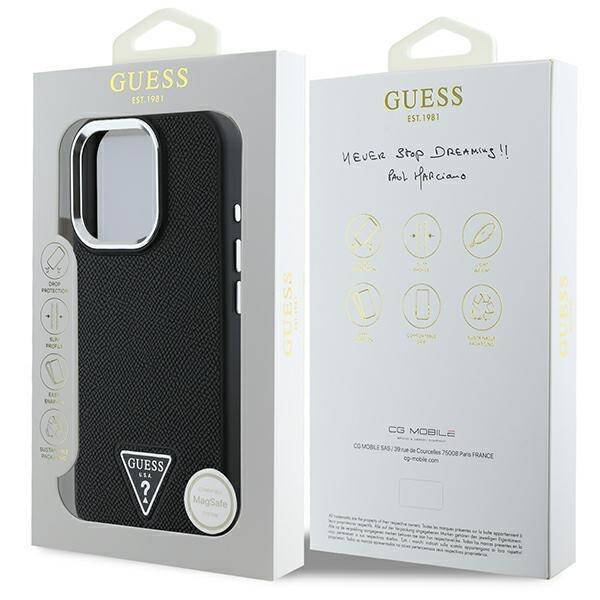Etui Guess iPhone 16 Pro czarny/black hardcase Grained Triangle MagSafe