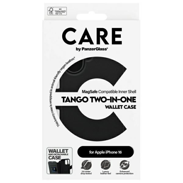 Etui CARE by PanzerGlass Feature Tango   2in1 Wallet iPhone 16 6.1" MagSafe czarny/black 1329