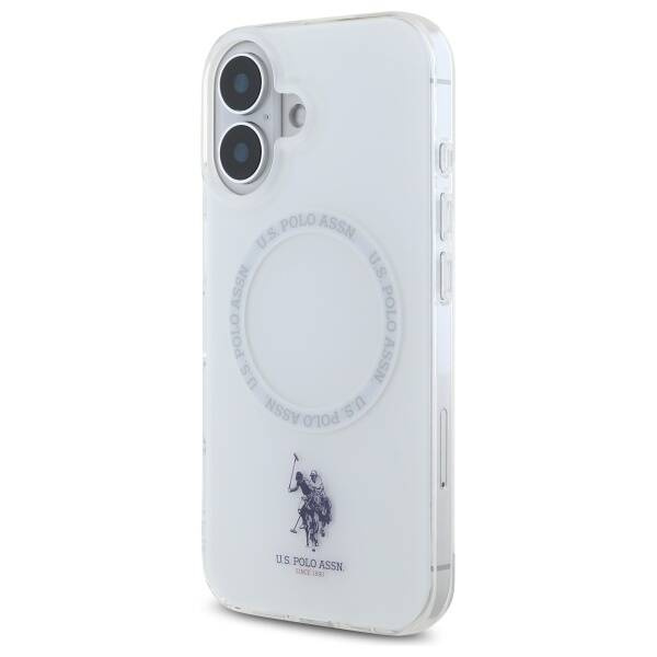 Etui US Polo iPhone 16 6.1" biały/white IML Ring MagSafe