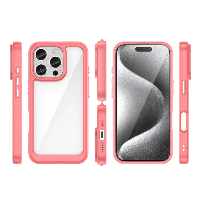Etui Outer Space Case z żelową ramką do iPhone 16 Pro Max - czerwone