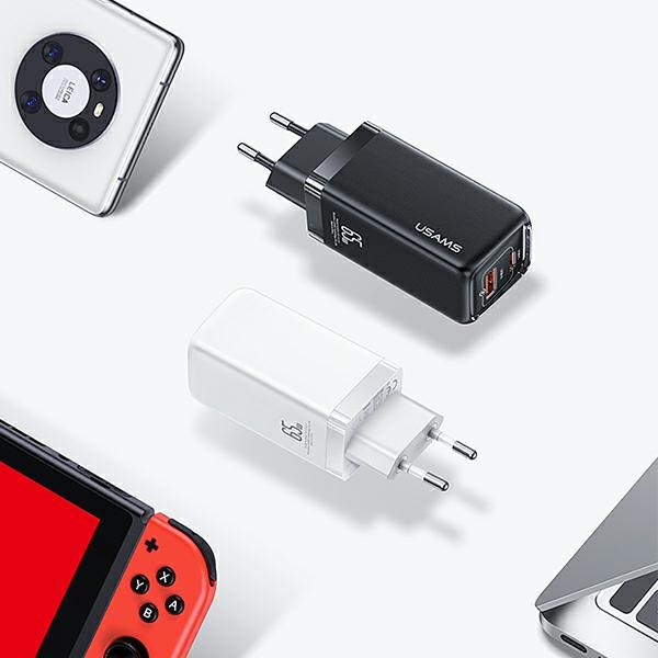 USAMS Ład. siec. 1xUSB-C+1xUSB T47 65W PD Fast Charging Super Si biały/white CC153TC02  (US-CC153)