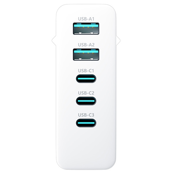 3MK HyperCharger 140W 3xUSB-C + 2xUSB ładowarka sieciowa GAN, PD+QC