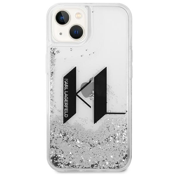 Etui KARL LAGERFELD Apple iPhone 14 Liquid Glitter Big KL Srebrny Hardcase