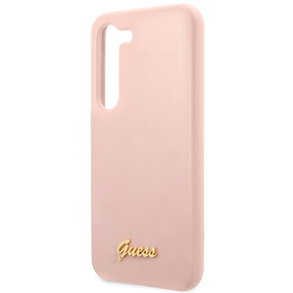 Etui Guess GUHCS23SLSLMGPP S23 S911 różowy/pink hardcase Silicone Script Metal Logo Case