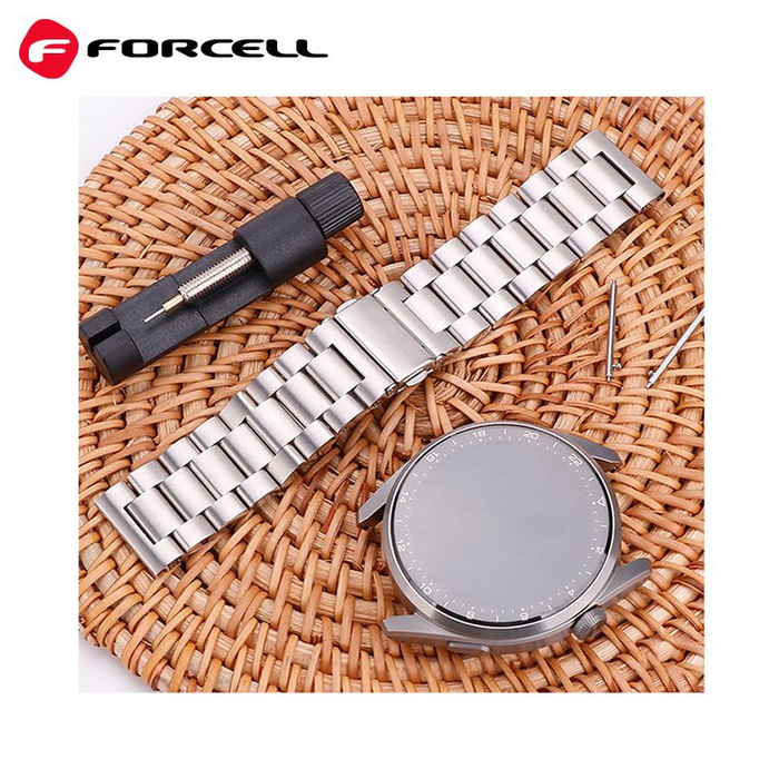 Pasek do Samsung Galaxy Watch Forcell F-Design FS06 zatrzask stal 20 mm srebrny