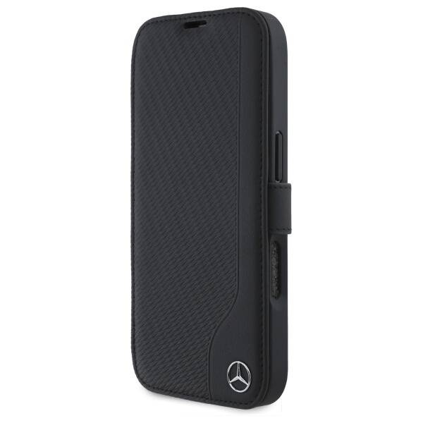 Etui Mercedes iPhone 16 Pro Max 6.9" czarny/black Leather Wood Imitation