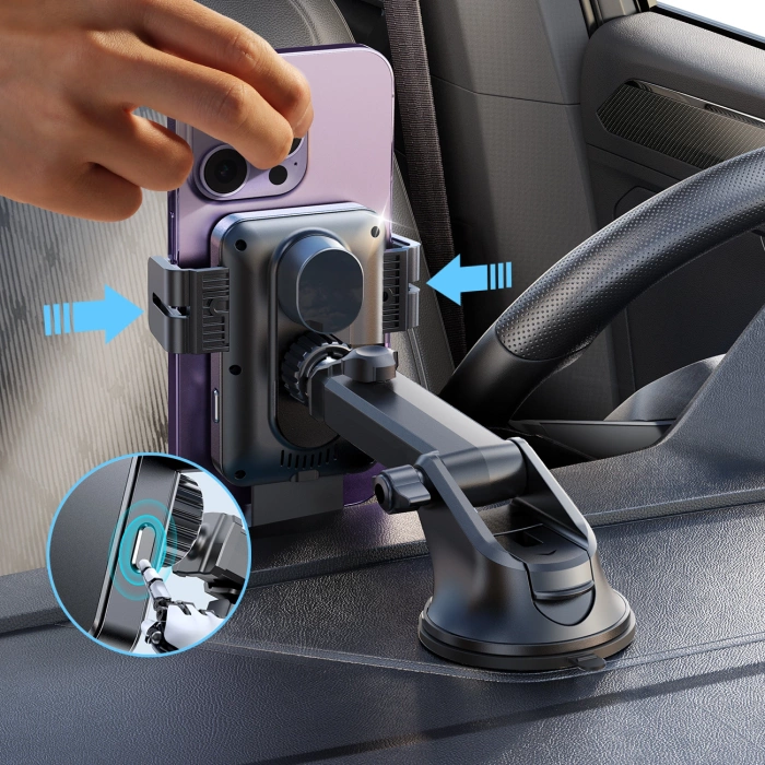 Uchwyt Joyroom JR-ZS219 elektryczny z ładowarką indukcyjną 15W na deskę rozdzielczą - czarny