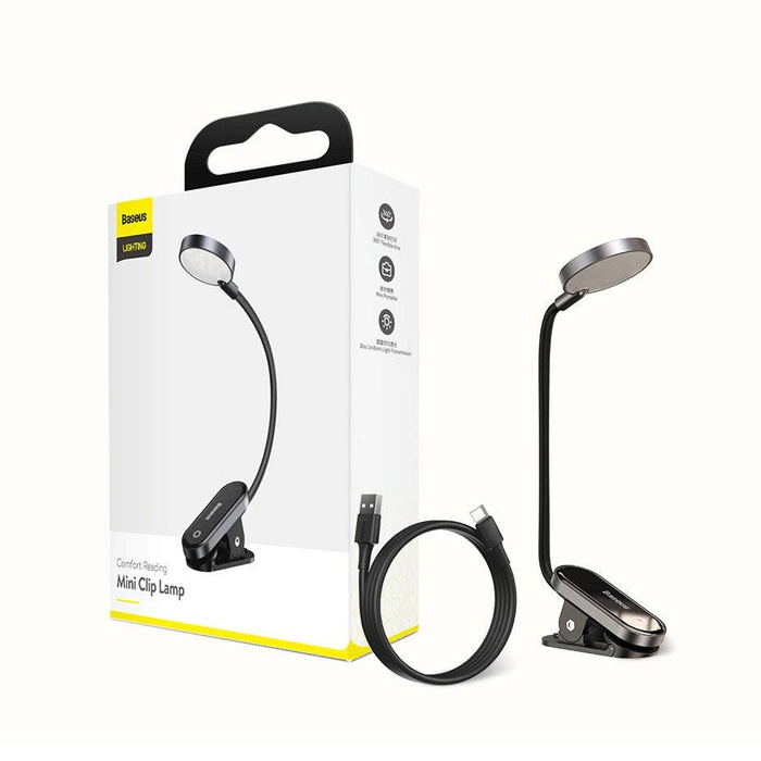 Baseus mini lampka lampa LED z klipsem szary (DGRAD-0G)