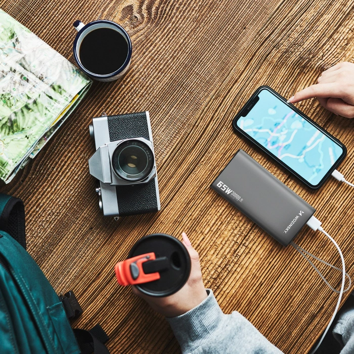 Powerbank Wozinsky K65+ 65W 30000mAh 2x USB-C, 1x USB-A 65W - szary