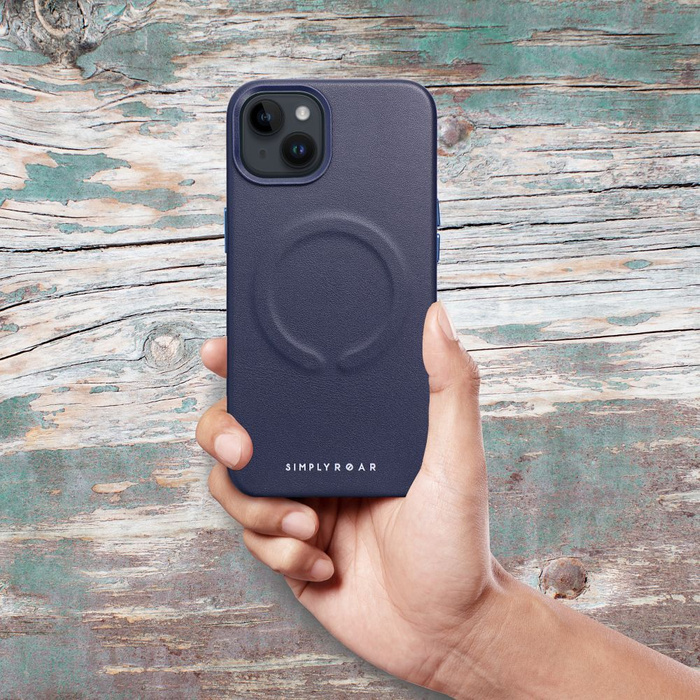 ROAR futerał LEATHER MAG kompatybilny z MagSafe do IPHONE 15 Pro Granatowy