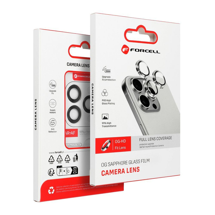 Szkło hartowane Forcell Premium do aparatu - do iPhone 15 Pro / 15 Pro Max Tytan Czarny